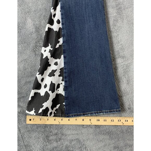 American Eagle Super Stretch Kick Boot Blue Jeans Women Size 8 Cow Print Flare - Picture 10 of 10